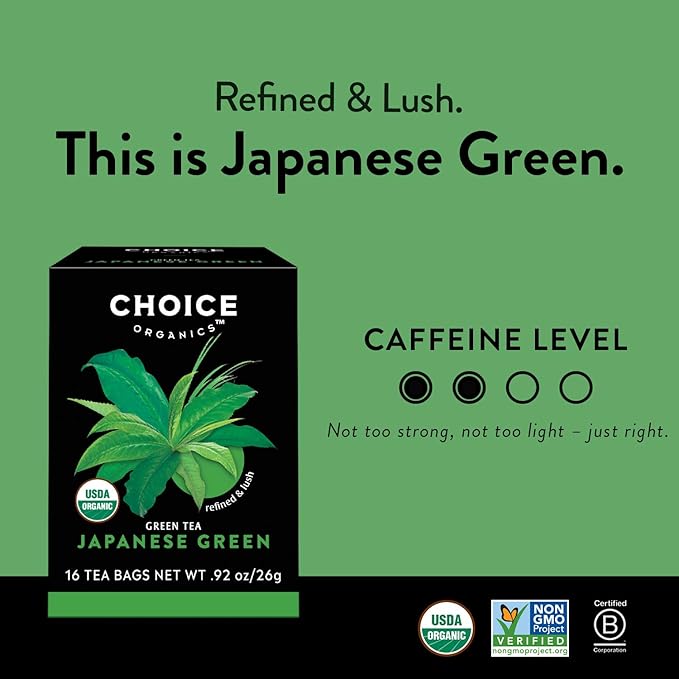 Choice Organic Teas Green Tea and Herbal Tea Variety Pack Sampler - Includes Japanese Green, Jasmine Green, White Elderflower - Compostable - 48 Organic Tea Bags (Pack of 3)
