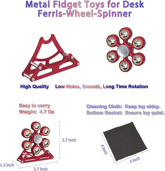 Desk-Fidget-Toys for Ferris-Wheels-Spinner: 4mins Metal Kinetic-Spinner Cool-Gadgets for Office Home School Christmas, EDC-Toy ADHD Tools Cool-Stuff Stress Relief Gift for Kid Children Teen Adult