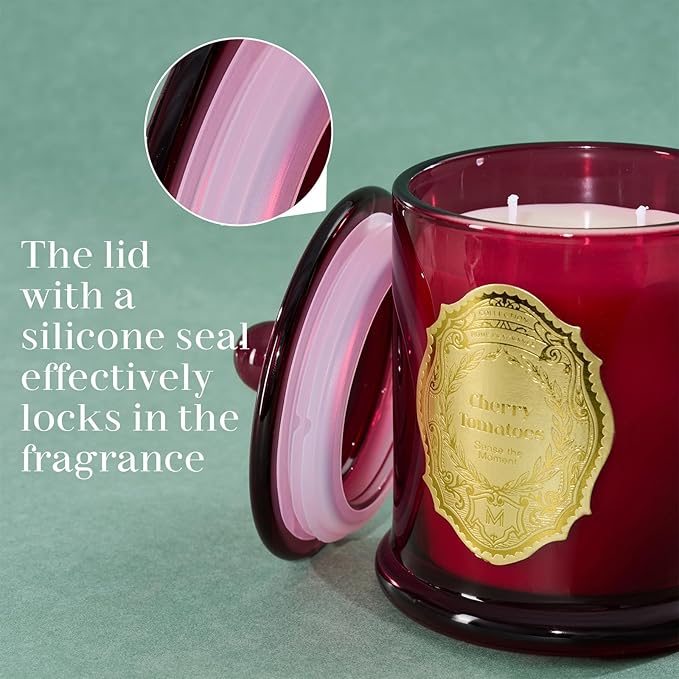 M&SENSE Tomato Leaf Candles for Home Scented, 2 Wick 12.7oz Soy Wax Candles Non Toxic,70 Hours Long Burning,Luxury Candles Gift for Stress Relief, Meditation, Yoga