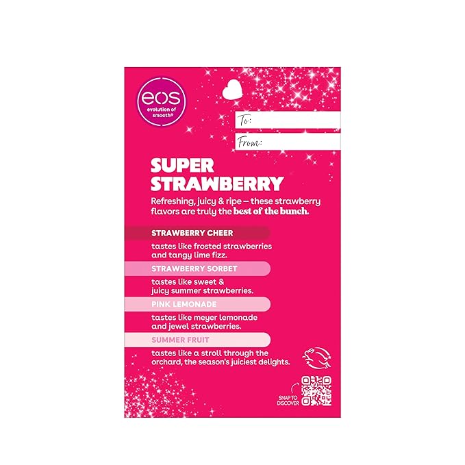 eos Lip Balm Gift Set- Super Strawberry, Limited-Edition Lip Moisturizer, Variety Pack, 0.14 oz, 4-Pack