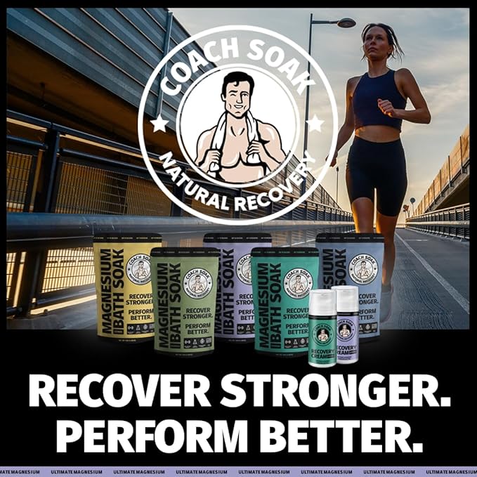 Coach Soak Recovery Bath Soak - Alternative to Epsom Salt Bath Soak - Fast-Absorbing Pure Magnesium Flakes with 21 Minerals, Bath Salts & Essential Oils - 15 lb (5 Pack) - Lavender