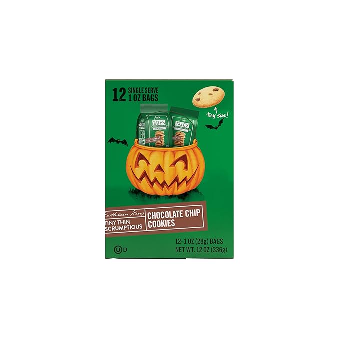 Tate's Bake Shop Tiny Chocolate Chip Cookies, Limited Edition Halloween Cookies, 2 Boxes (24 Total Snack Packs)