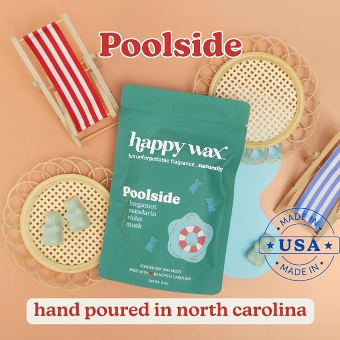 Happy Wax Vacation Mix Premium Scented Natural, Non Toxic Soy Wax Melts – 6 Total Oz. of Scented Wax Melts. Includes: Watermelon Mojito, Poolside and Bronzed Coconut