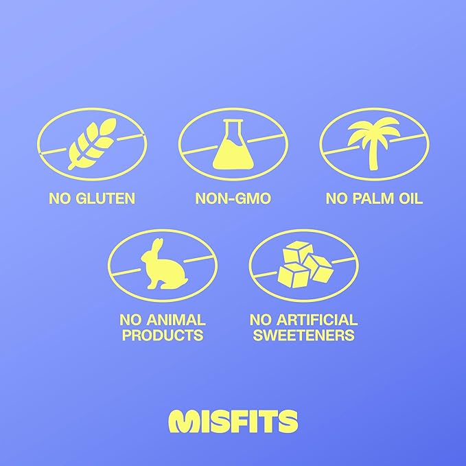 Misfits Vegan Protein Bars, Cookie Dough - Updated Recipe | Plant Based, Low Sugar & Carb, High Fiber Snacks | Pack of 12