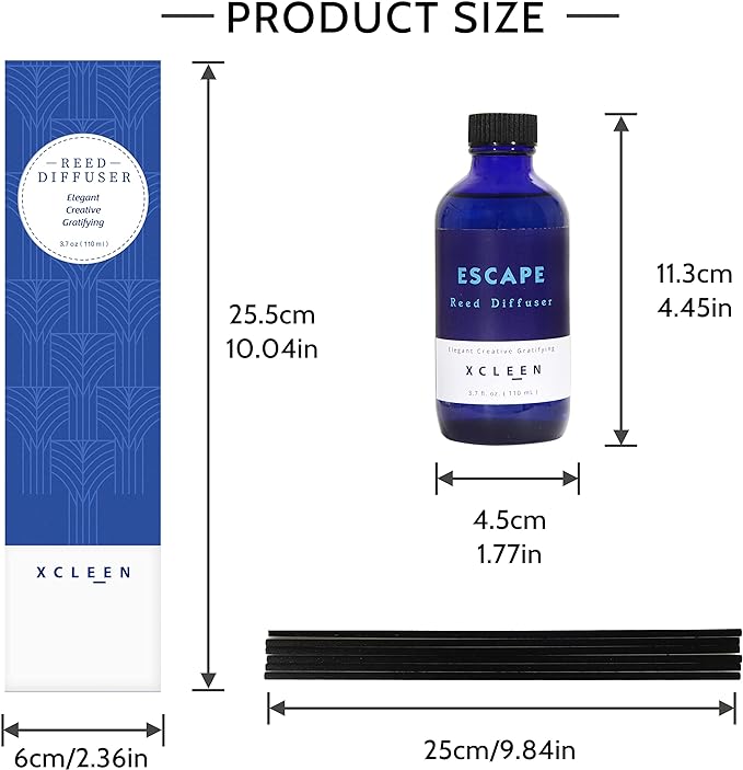 Reed Diffusers Set, 3.7 Oz Scent Diffuser, 6 Reed Diffuser Sticks, Home Fragrance Hyacinth, Peony & Citrus, Aromatherapy Oil Diffuser Reeds, More Masculine Scent, Bathroom & Office Decor 110ml