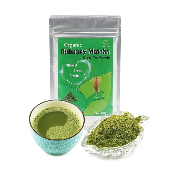 EFOOFAN Matcha Organic Green Tea Powder, Culinary Grade(3.53oz), USDA/JAS/EC Certified, Japanese Sencha Tea Flavor, Vegan and Sugar Free for Cooking, Baking or Candy