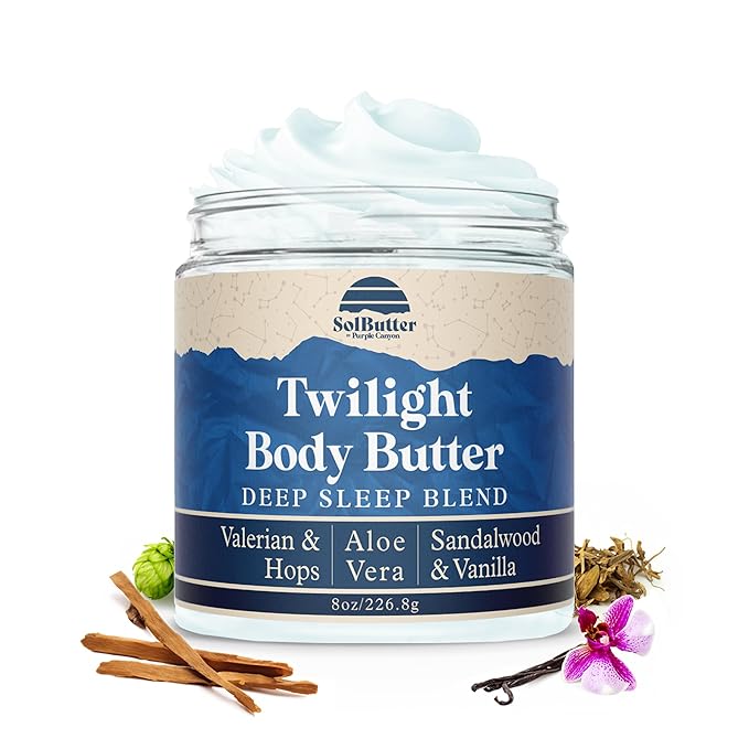 PURPLE CANYON New Look Twilight Whipped Body Butter 8oz | Vanilla Sandalwood Scent | Skin Care with Hops & Valerian Root