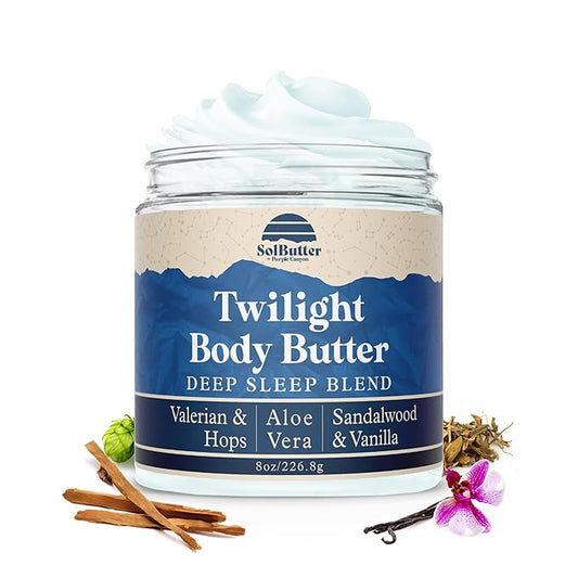 PURPLE CANYON New Look Twilight Whipped Body Butter 8oz | Vanilla Sandalwood Scent | Skin Care with Hops & Valerian Root