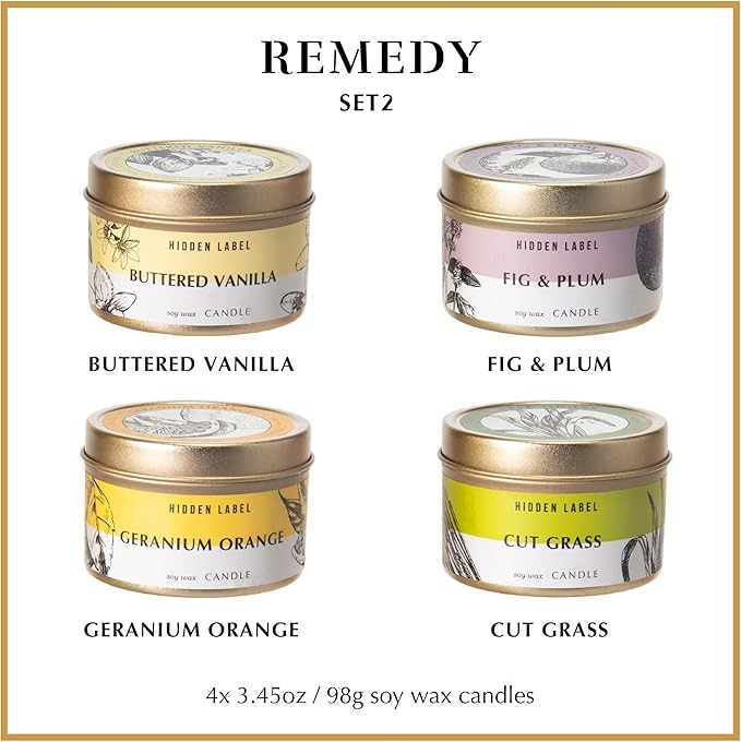 Hidden Label Fall Candles Set, 4 Pack Candle for Home Scented Aromatherapy Candle Gift Set for Women | Stress Relief | Meditation | Yoga | SPA | Bath, Autumn Candle Set