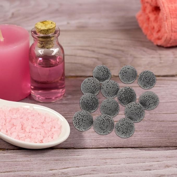 Baluue 20pcs Natural Volcanic Rock Essential Oil Diffuser Stones, 0.62 Inch Grey Aromatherapy Essential Oil Diffuser Stones for Home, Office