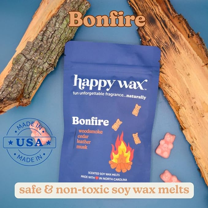 Happy Wax Fan Man Cave Collection Scented Natural Soy Wax Melts – 6 Total Oz. of Scented Wax Melts, Collection Includes Desert Torchwood, Bourbon & Wood and Bonfire