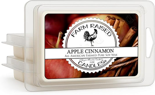 Farm Raised Candles – Apple Cinnamon Wax Melts 3-Pack | Fresh from The Farm Soy Wax Melts | 9 oz Total (Three 3 oz Clamshells, 18 Cubes) | Hand-Poured Orchard Spice Scent for Wax Warmers