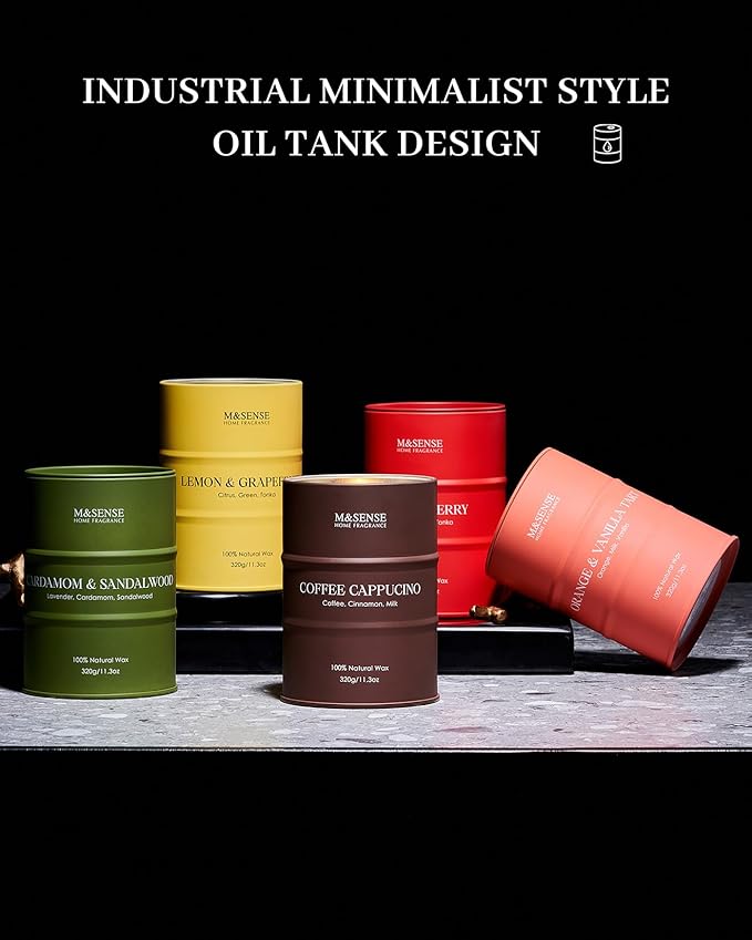 M&SENSE Cardamom Sandalwood Soy Scented Candles, Natural Organic Clean Burning Candles 11.3oz 70 Hours Long Lasting, Relaxing Aromatherapy Candles Gifts for Stress Relief