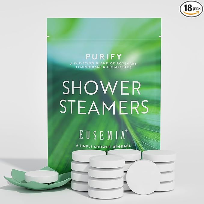 Eucalyptus Shower Steamers for Stress Relief-Aromatherapy Shower Bombs with Mint Natural Essential Oils for Women & Men (18 PCS Eucalyptus wtih Tray)