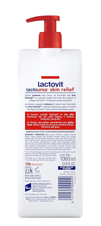 Lactovit | Lactourea Body Lotion | Hydrating Moisturiser for Dry Skin | With Urea ProLactiC10 Complex, Lactic Acid & Pure Urea | Soft & Youthful Skin | Dermatologist Recommended | 1000 ml