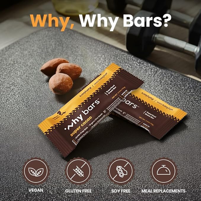 Protein Bars, Super Cacao, 2.04 Ounce Bars (Pack of 12 Protein Bars) - Protein Bar Superfood, Gluten Free, Non GMO, Organic, Vegan, Simple Ingredients