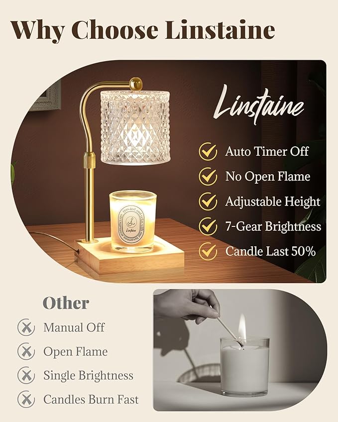 2 Pack Candle Warmer Lamp with Timer Dimmer Adjustable Height, Birthday Gifts for Women, House Warming New Home Decor Gifts for Mom, Electric Wax Warmer for Jar Candles, Clear