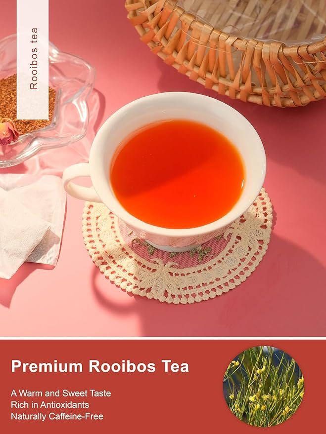 TeeLux Rooibos Tea Bags, Premium Natural Rooibos Herbal Tea, Fruity Sweet Flavor, Caffeine-free, 100 Count