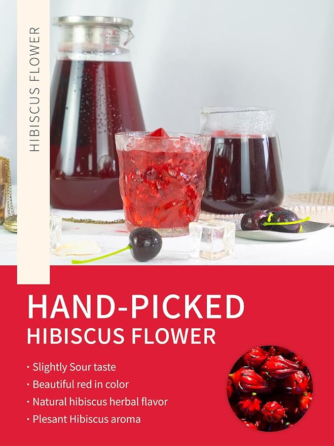 TeeLux Hibiscus Iced Tea, Family Sized Hibiscus Tea Bags, Natural Hibiscus Flowers Herbal Tea, Refreshing Tart Flavor, Caffeine Free, 20 Count