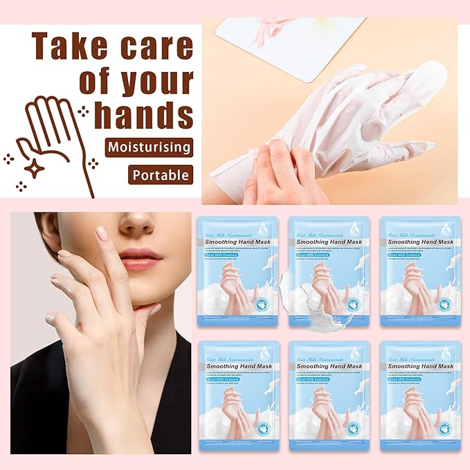 6 Pairs Hand Mask for Dry Cracked Hands,Nourishing Moisturizing Gloves,Hands Moisturizer for Deep Moisturizing,Silky Smooth Moisturizing Gloves,Hand Care Mask Set(C)