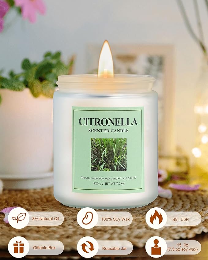 4 Pack Citronella Candle Set, 30 oz 200 Hour Home Aromatherapy Jar Candles, Long Lasting Aromatherapy Candles for Bedrooms Yoga Rooms Lounges Gardens Patios Balconies and Camping