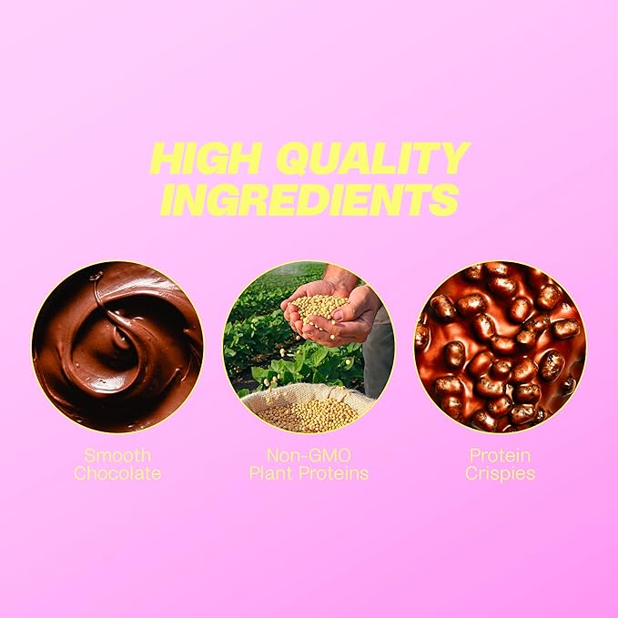 Misfits Vegan Protein Bars, Brownie Batter - Updated Recipe | Plant Based, Low Sugar & Carb, High Fiber Snacks | Pack of 12