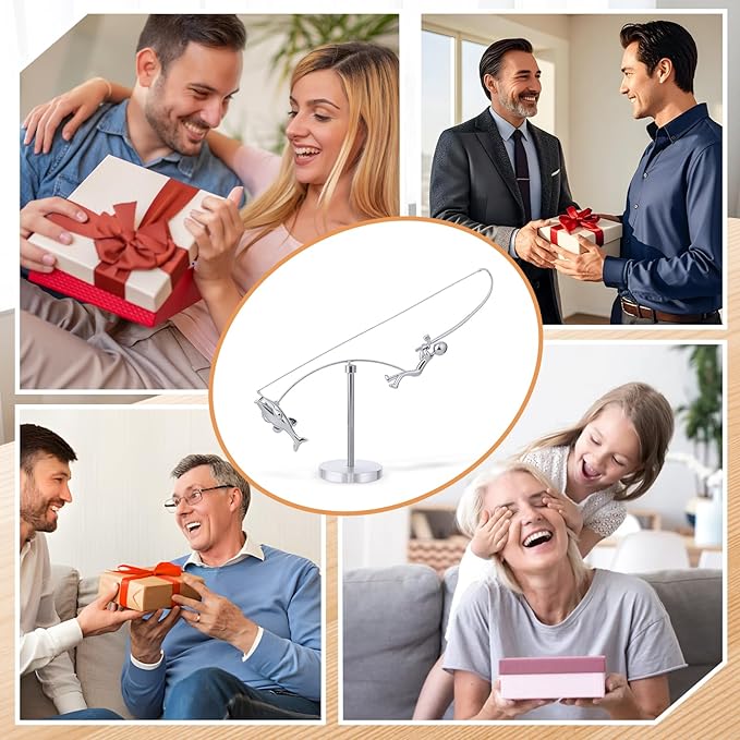 Kinetic Fishing Sculpture, Balance Art for Your Space, Fisherman Balancing Sculpture, Home Office Decor, Gifts for Fishing Lovers