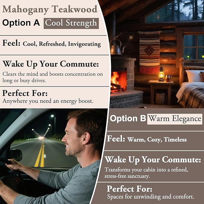 Hanging Car Air Freshener, 2 Pack Long Lasting Car Fresheners, Natural Fragrance Cars Essential Oil Diffuser for Home Office - Warm & Soft Mahogany