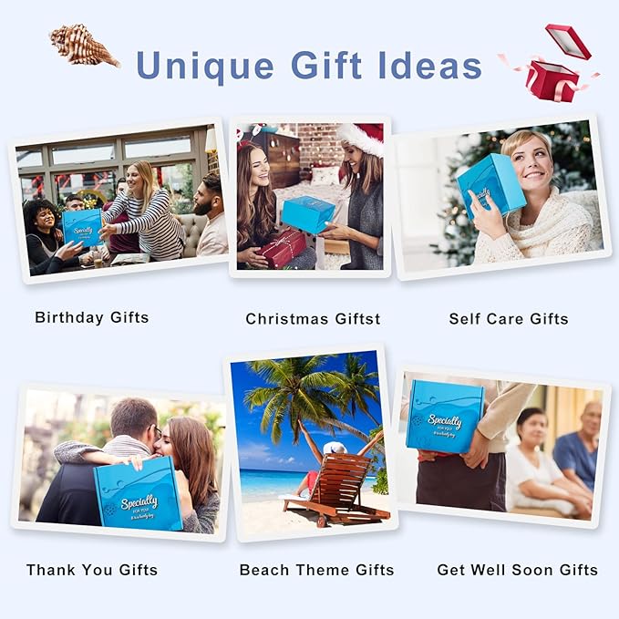 Ocean Gifts Self Care Package for Women, Ocean Spa Gifts for Sea Turtle Lovers, Coastal Beach Theme Relaxing Spa Bath Basket for Her Sister Friends Mom Thinking of You Birthday Christmas