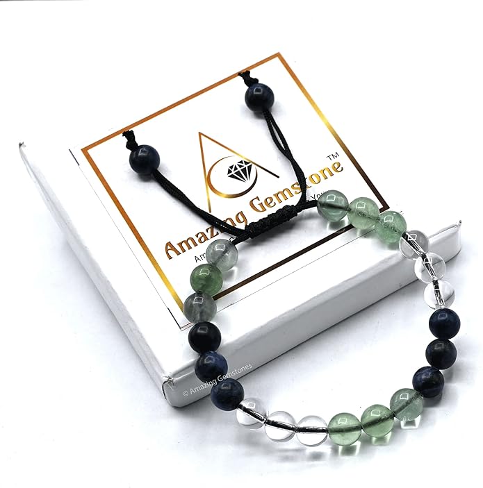 Natural Healing Crystal Bracelet for Women - Mens Bracelet Energy Balancing Gemstones Set - Adjustable Stone Bead Bracelet for Men and Women - Chakra Crystal Therapy Accessory, Meditation