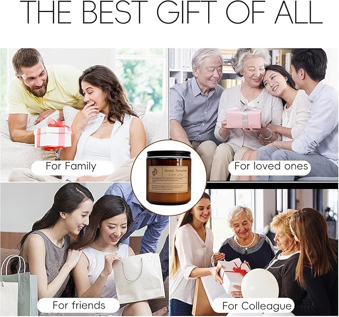 Organic Smoked Vanilla Candles - Non Toxic Soy Candles for Home, Stress Relief & Meditation (7oz)