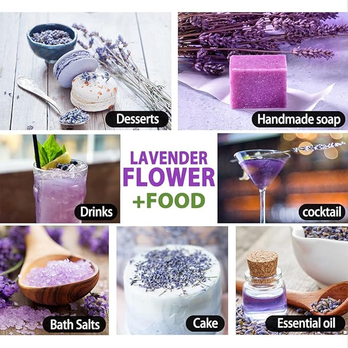 TIAN HU SHAN Dried Lavender Flower Buds, Culinary Food Grade for Baking, Fresh Fragrance, 4 Ounce, Caffeine Free Suger Free Vegan Herbal Tea, Packing in Bulks