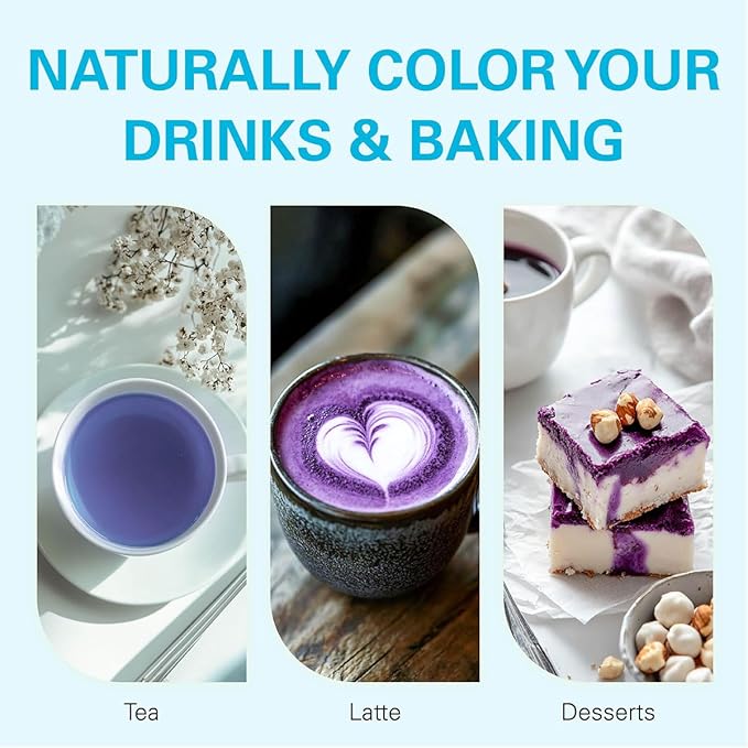 WT WEETEE Butterfly Pea Flower Tea Loose Leaf, 100% Natural & Pure from Whole Dried Butterfly Pea Flowers, Caffeine Free Herbal Tea For Blue & Purple Drinks