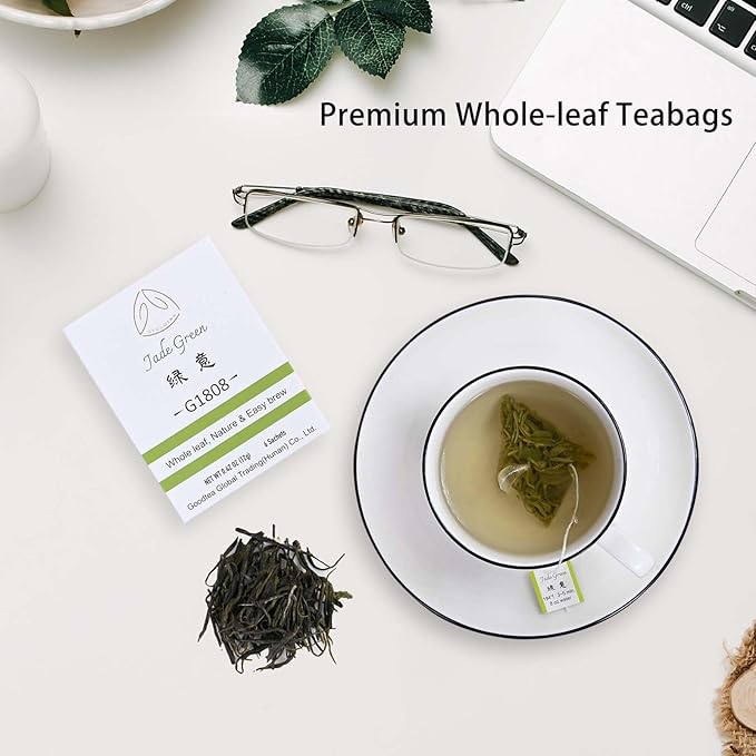 GTGLOTRA Full-Leaf Green Tea, 72 Pyramid TeaBags(12 Pack), Easy Brew, 100% Natural, Pure Leaf Biodegradable Tea, Caffeine Alternative to Coffee, Whole Leaf Tea Sampler, Family Size, Gifts, Office Reception&Daily Consumption
