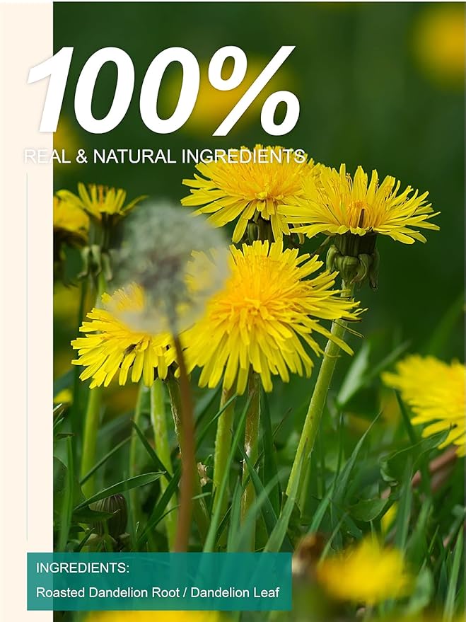 TeeLux Dandelion Leaf & Root Tea Bags, Natural Roasted Dandelion Root with Fresh Dandelion Leaf Herbal Tea, Caffeine Free, 100 Count