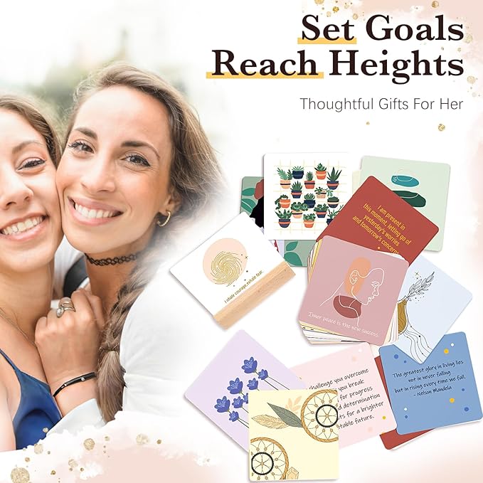 Hihealer Christmas Gift - 52 Positive Affirmation Cards for Women, Daily Motivational and Inspirational Cards for Mindfulness, Meditation, Self-Care Gifts for New Moms, Xmas Gift for Mom and Women