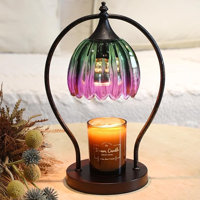 Electric Candle Warmer Lamp with Timer:Scented Candle Warmer Dimmable Lamp with 2 Bulbs, Christmas Gifts for Mom Women, House Warming Gifts New Home Decor for Bedroom Living Room