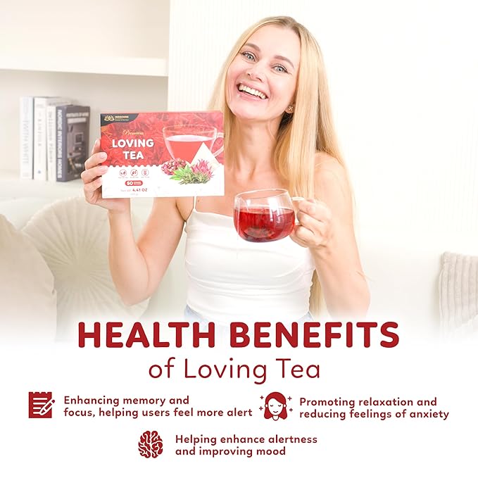 Indochine Blends Loving Tea | Organic Rosemary Tea Bags | Black Tea, Rose, Hibiscus & Organic Rosemary | Sugar-Free, Caffeine-Free Herbal Tea for Relaxation | 4.4 oz | 50 Corn-Fiber Pyramid Bags