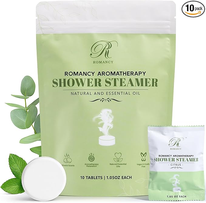 Shower Steamers Aromatherapy Gift Set – 10 Pack Eucalyptus, Mint & Citrus Shower Bombs for Sinus Relief & Relaxation – Organic Spa Gift & Self Care Christmas Stocking Stuffer for Women & Men