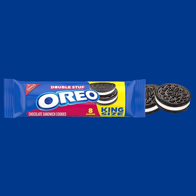 OREO Double Stuf Chocolate Sandwich Cookies, King Size, 10 Snack Packs (8 Cookies Per Pack)