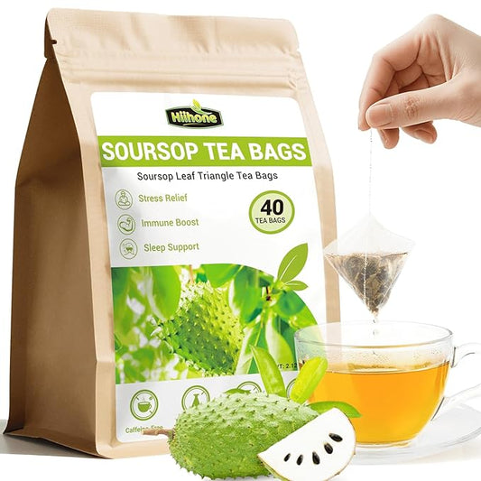 Soursop Leaf Herbal Tea (Graviola) - Caffeine & Sugar Free, 40 Teabags