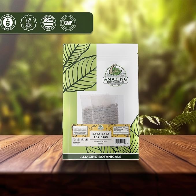 Premium KAVA Tea Bags | Relaxing and Soothing Herbal Blend, 3 grams each tea bag, 24 count