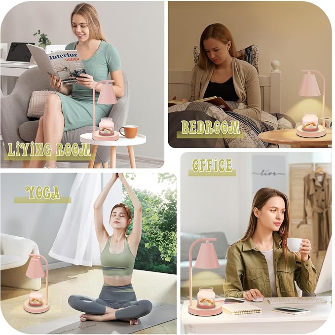 Pink Candle Warmer, Candle Warmer Lamp with Timer,Electric Candle Lamp Warmer for Scented Wax with 2 Bulbs,House Warming Gifts New Home&Gifts for Women, Candle Lamp for Jar Candles