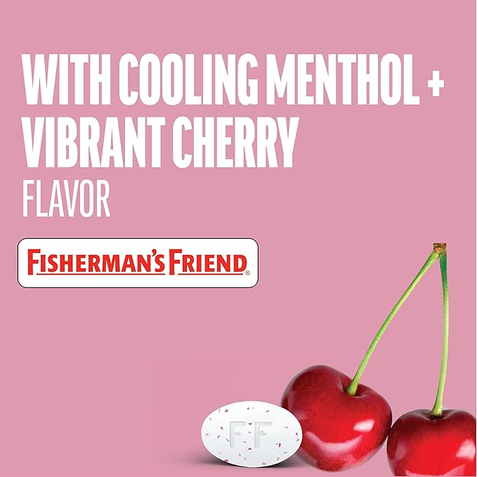 Fisherman's Friend Cough Drops, Cough Suppressant and Sore Throat Lozenges, Sugar Free Cherry, 6.9mg Menthol, 240 Drops (6 Packs of 40)