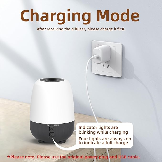 150ML Rechargeable Battery Operated Essential Oil Diffuser, Portable Cordless Aromatherapy Diffuser,7-Hour Runtime with 7 LED Color Changing Lights