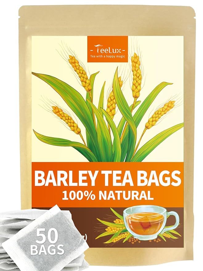 TeeLux Barley Tea Bags, Pure Roasted Barley Tea, Caffeine Free, Sugar Free, Nutty Flavor, 2g x 50 Bags