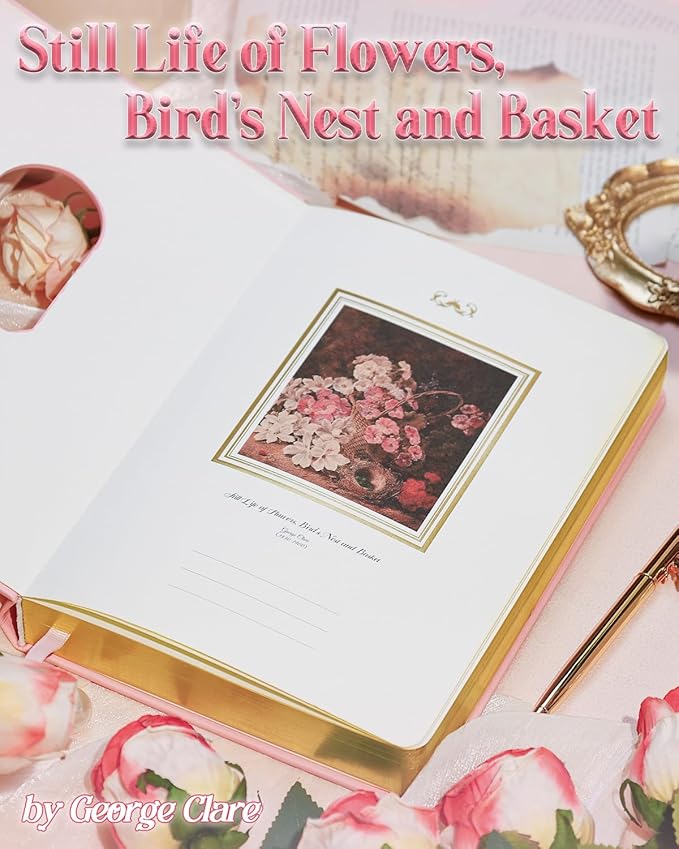 Thick Journal for Women & Girls, 360 Pages A5 Writing Journaling Notebook with Paintings, Women Journal for Writing, Vintage Journal with Gift Box & Pen for Girls Gift Ideas (Candy Pink)