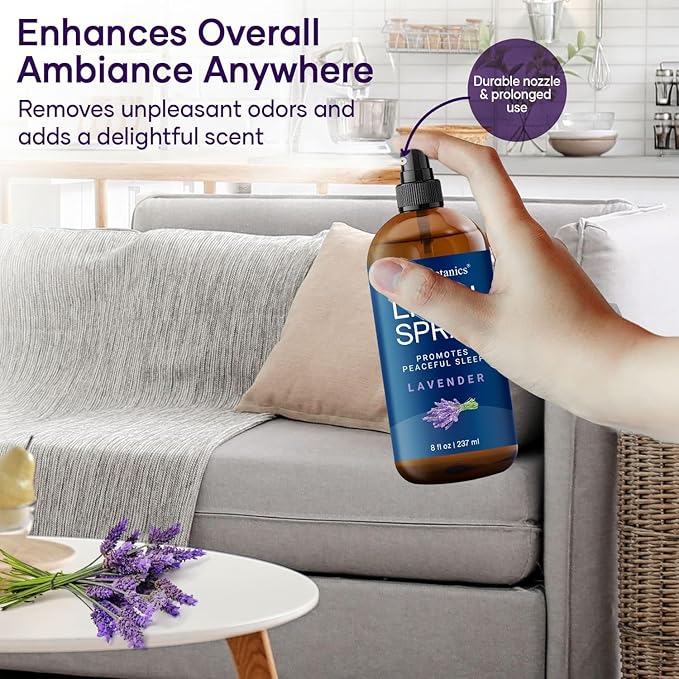 Lavender Linen Spray 8 fl oz - Refreshing Fabric Refresher & Pillow Spray for Bedding, Bed Sheets & Room - Soothing Room Mist - Nexon Botanics