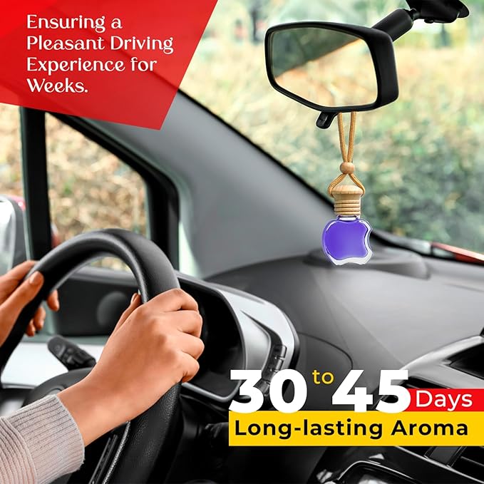 Kabod Premium Lavender Vanilla Car Air Freshener | Hanging Essential Oil Diffuser | Natural Odor Eliminator | Long-Lasting Fragrance | 10 ml