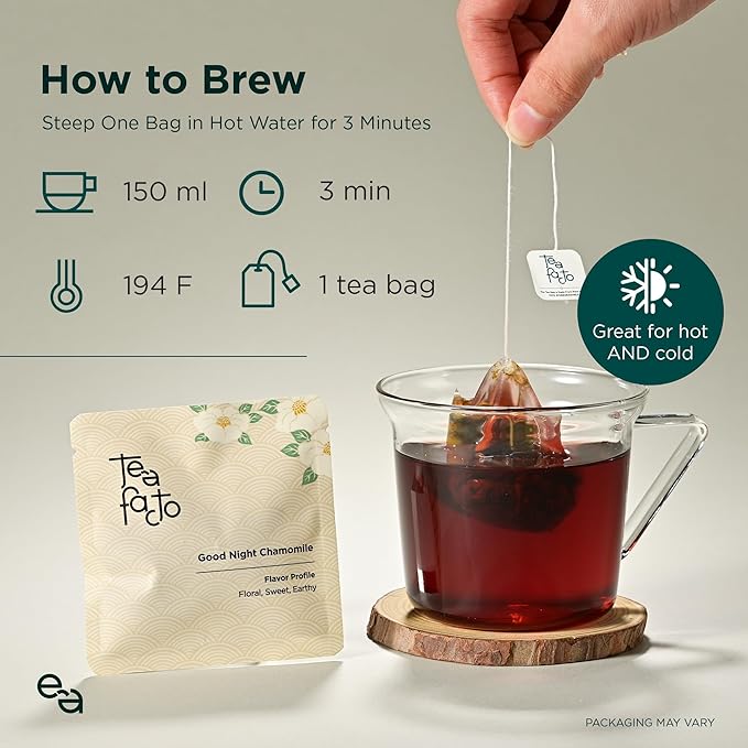 Tea Facto Goodnite* Chamomile Tea Bags with Chrysanthemum Tea for Soothing Comfort - 10 Pack